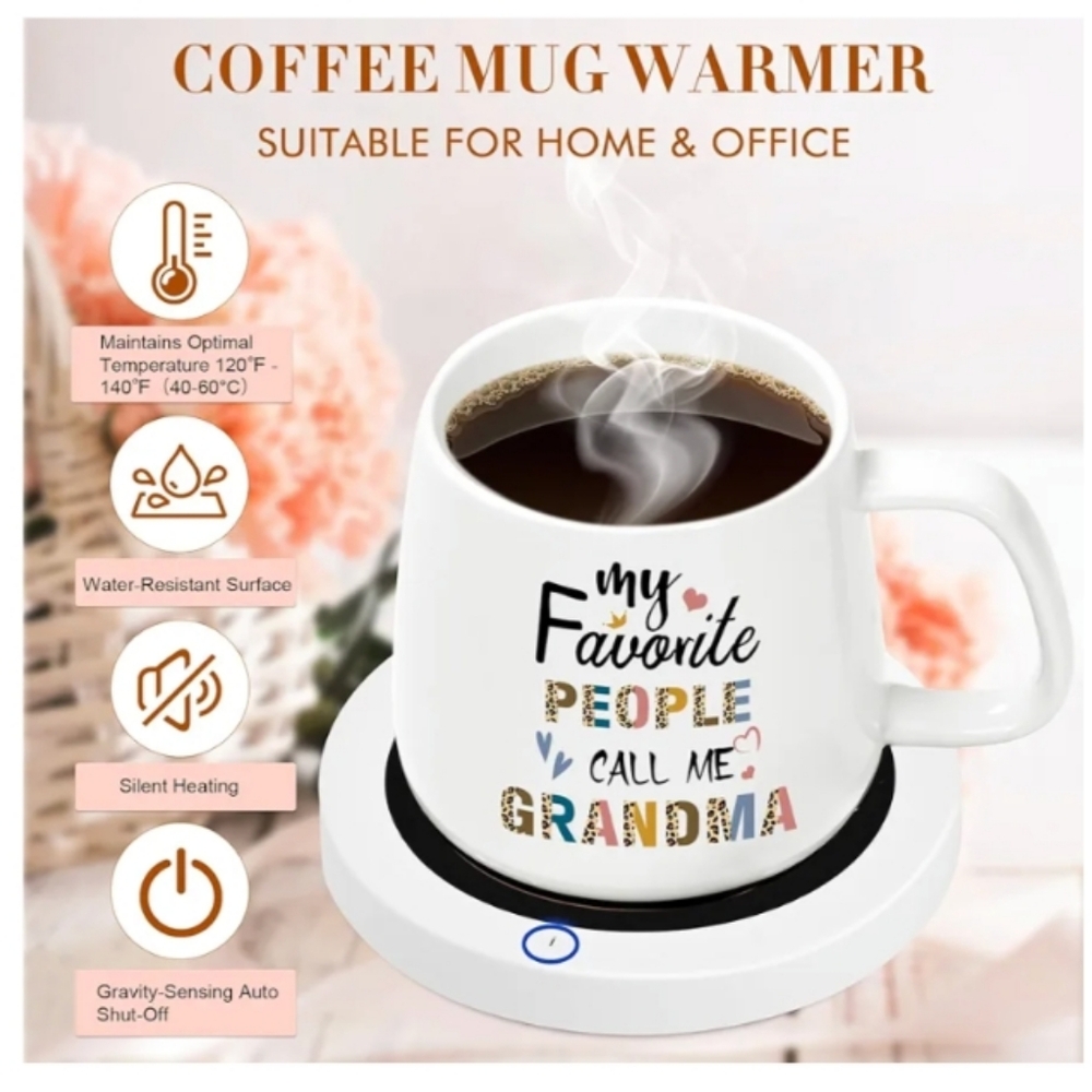 White Heated Coffee/Tea/Beverage Warmer for Grandma Home/Office
